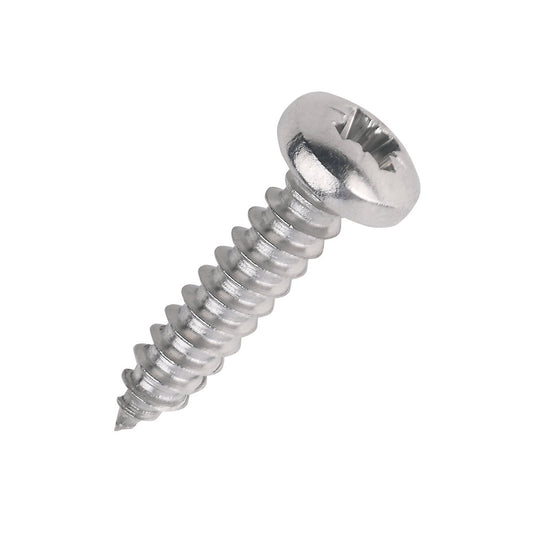 Self Tapping Screw Gauge 8 x 3/8" Pozi Pan Head - A4 Stainless Steel.
