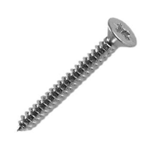 Self Tapping Screw Gauge 8 x 1.5" Pozi Countersunk Head - A4 Stainless Steel.