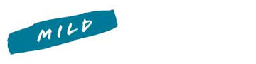 Teal paint stroke with mild written in white on top