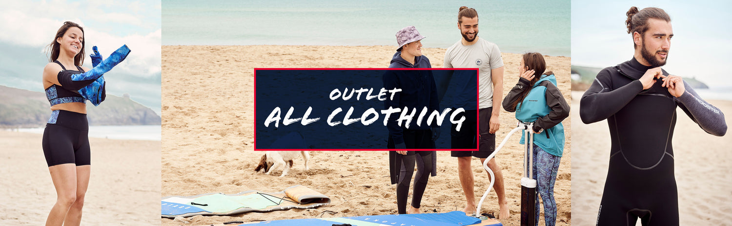 text overlay: outlet all clothing